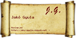Jakó Gyula névjegykártya